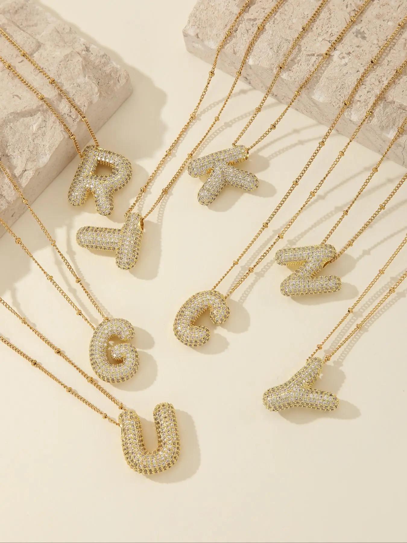 Fashion Letter Design Pendant Necklace for Women & Girls, Statement Necklace, Initial Necklace, Rhinestone Decor Necklace for Party, Daily Clothing De