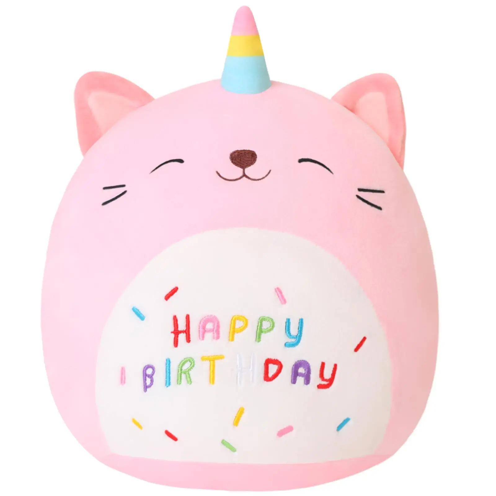 Cute Cartoon Unicorn Design Plush Toy, Soft Happy Birthday Unicorn Plush, Stuffed Animal Birthday Gift Doll Gift, Gift for Her, Men's Gift