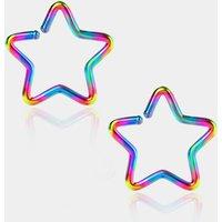 2PCS Titanium Star Seamless Nose Ring - Rainbow / 10mm