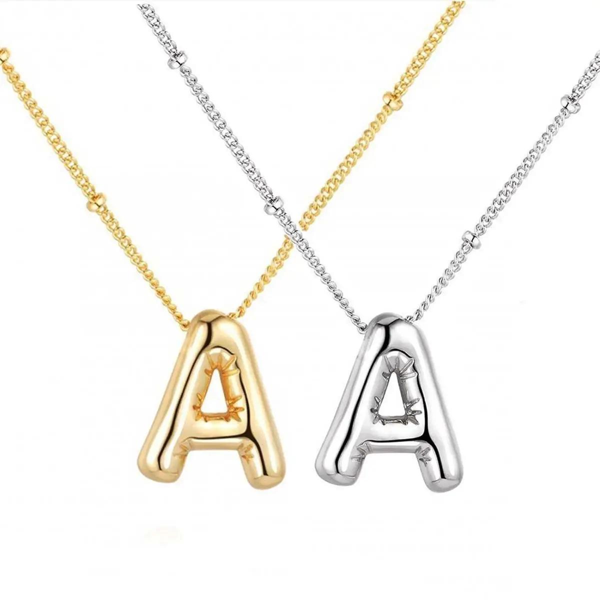 [Name Necklace] Bubble Letter Pendant Necklace Fantasy Balloon 3D Letter Necklace Initials Pendant, Holiday Gift Bubble Letter Necklace