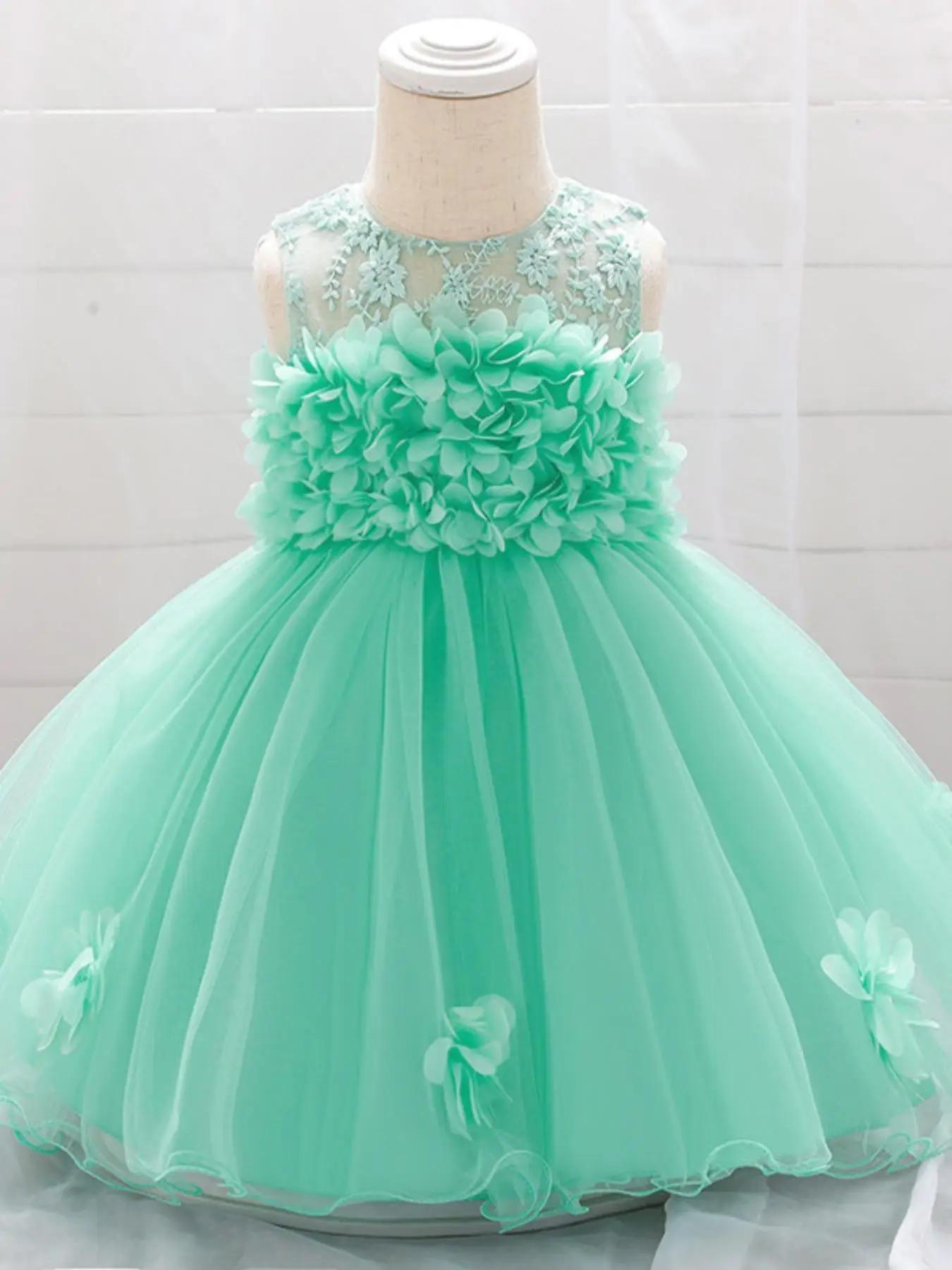 Toddler Girl's Floral Embroidery Formal Dress, Elegant Cute Sleeveless A Line Dress for Party Holiday Wedding Guest, Kids Clothes for All Seasons