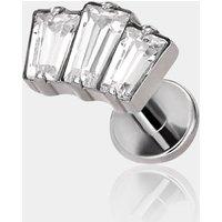 Triple Rectangle Titanium Flat Back Stud - Clear CZ