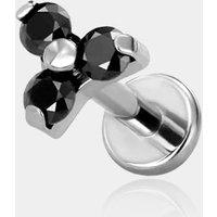 Trinity CZ Internally Threaded Titanium Helix Stud - Black CZ