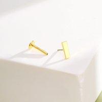 14K Gold Long Bar Threadless Cartilage Earring - 14K Post Only / 16G 6mm