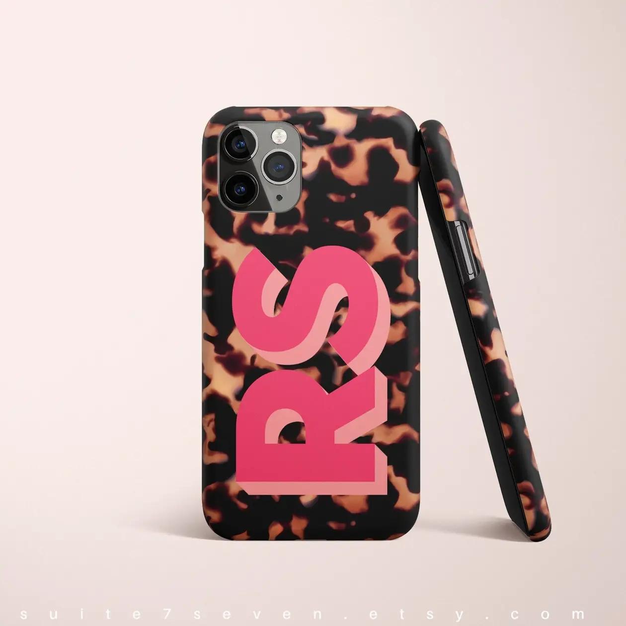 Personalized Initials Tortoise Shell Monogram Phone Case