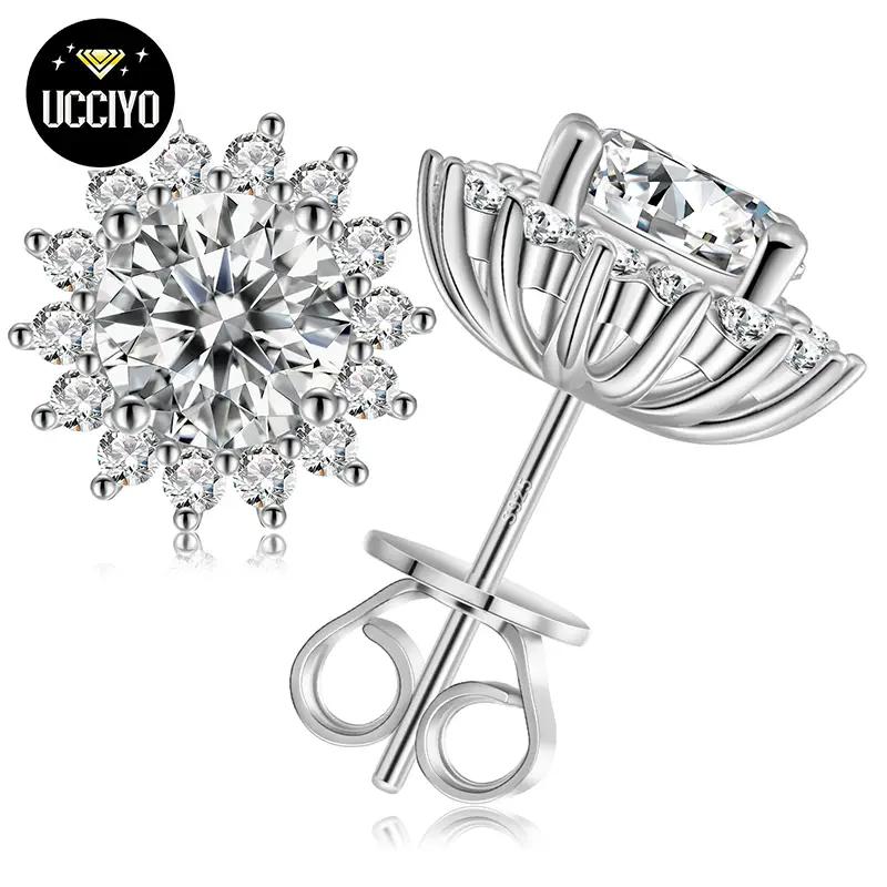 【#E101】Fashionable Simple Personalized Synthetic Moissanite Twelve-pointed Star Earrings For Women Men Personalized 925 Sterling Silver Jewelry