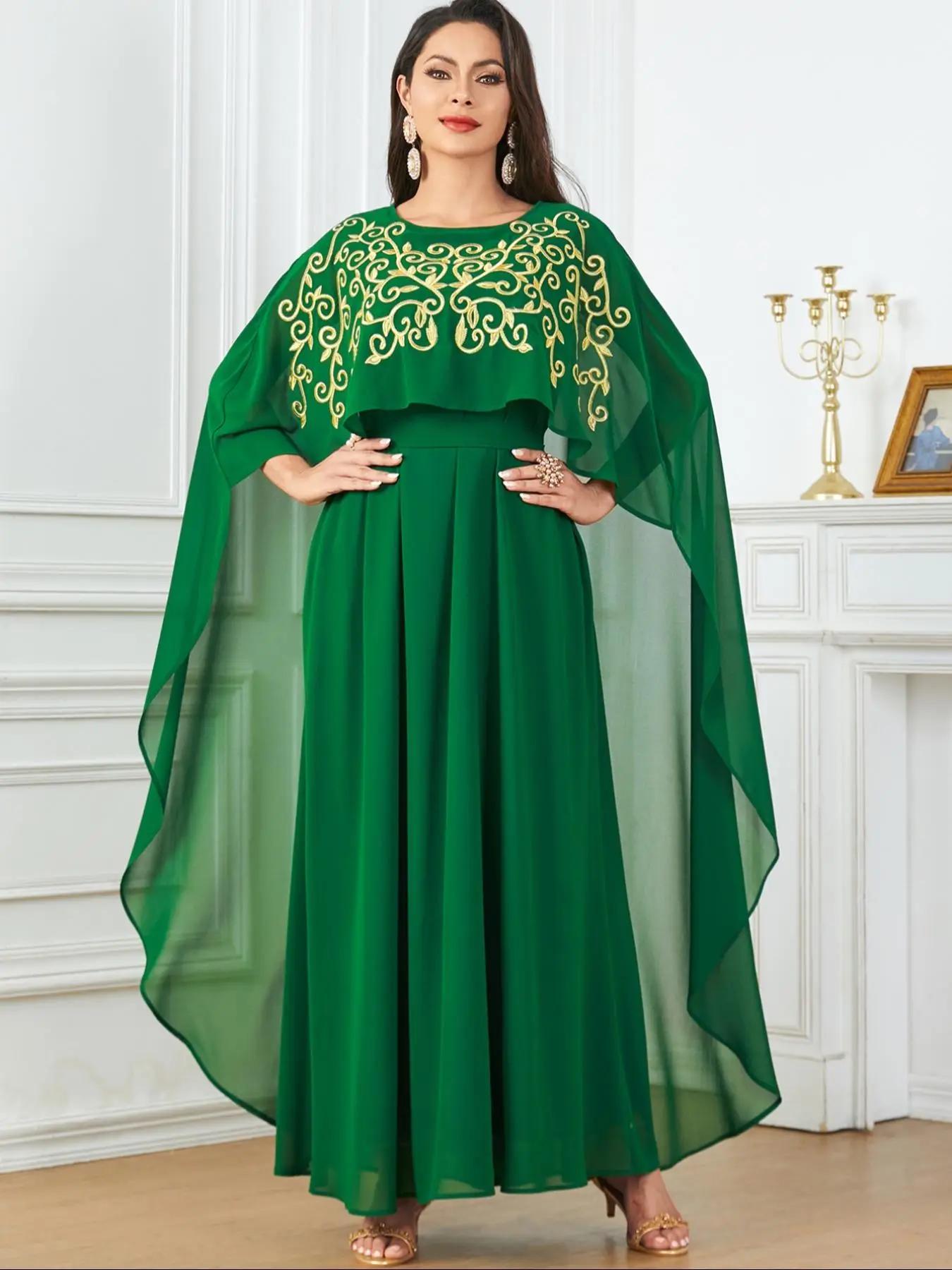 Arabic Clothing-Ethnic Pattern Embroidering Cloak Sleeve Arabian Dress, Summer Outfits 2024, Pakistani Suits, women's Islamic Clothing, Wedding Guest