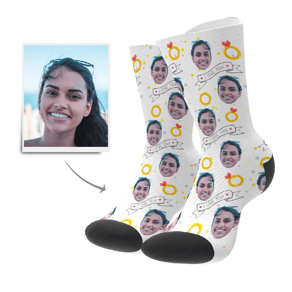 Engagement Gift Custom Socks with Ring - I Love You