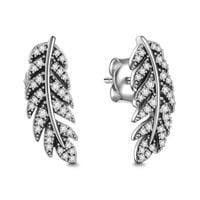 Feather Stud Earrings 925 Sterling Silver Gifts For Girlfriend