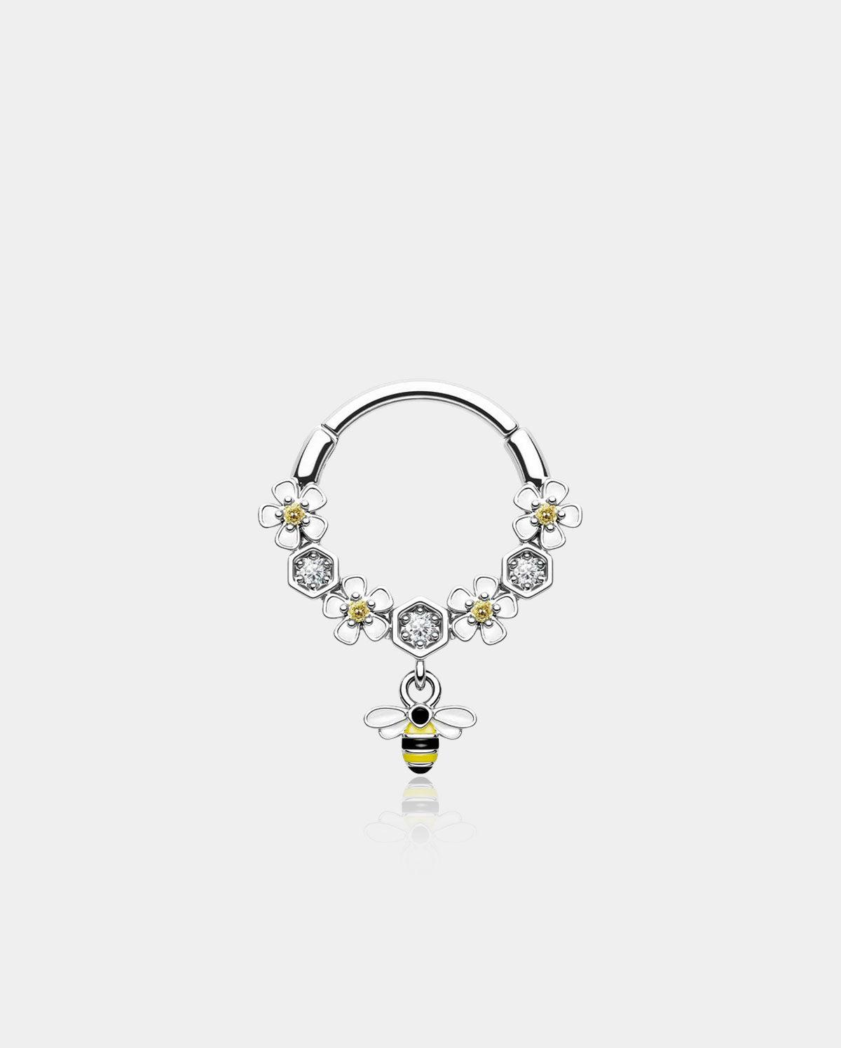 Bee and Flower Dangle Segment Septum Rings