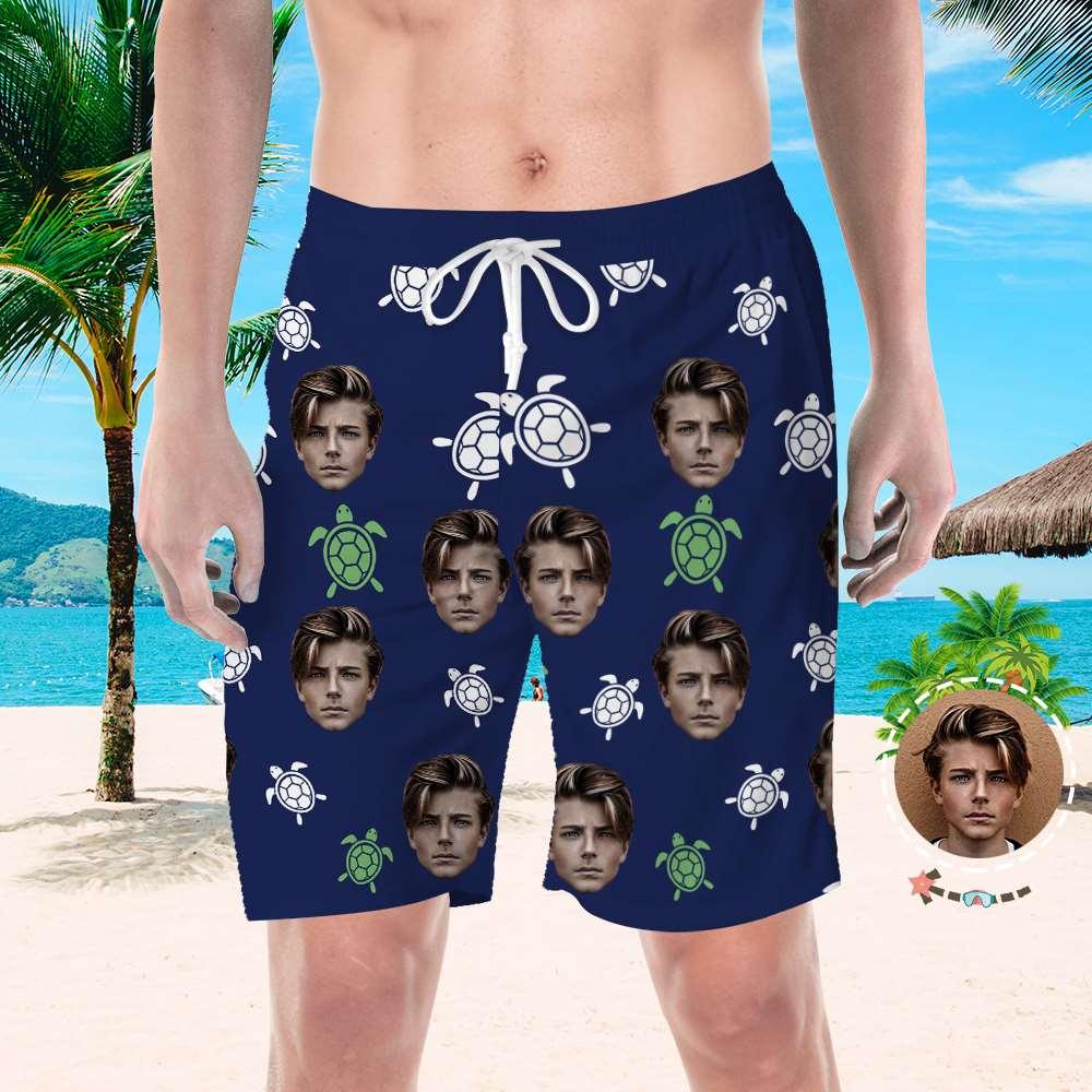 Custom Face Shorts Custom Swim Trunk Little Turtle Design