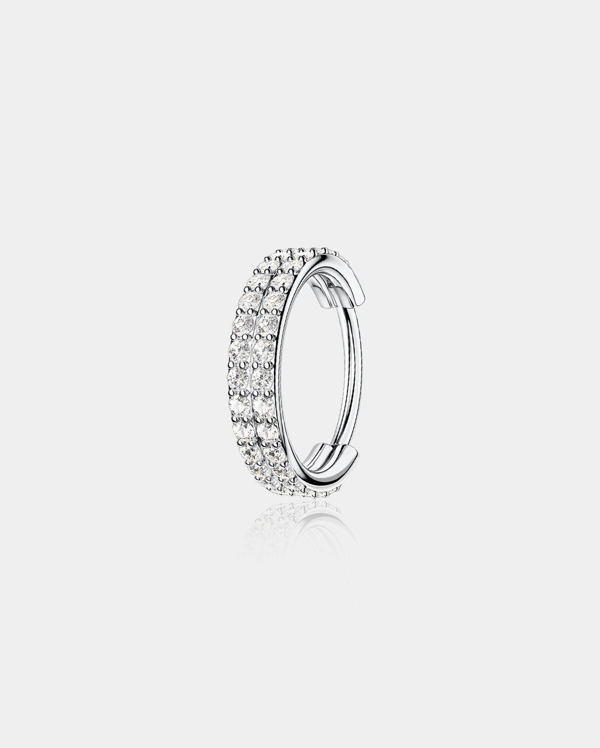 16G CZ Double Hoop Hinged Cartilage Ring - 12mm