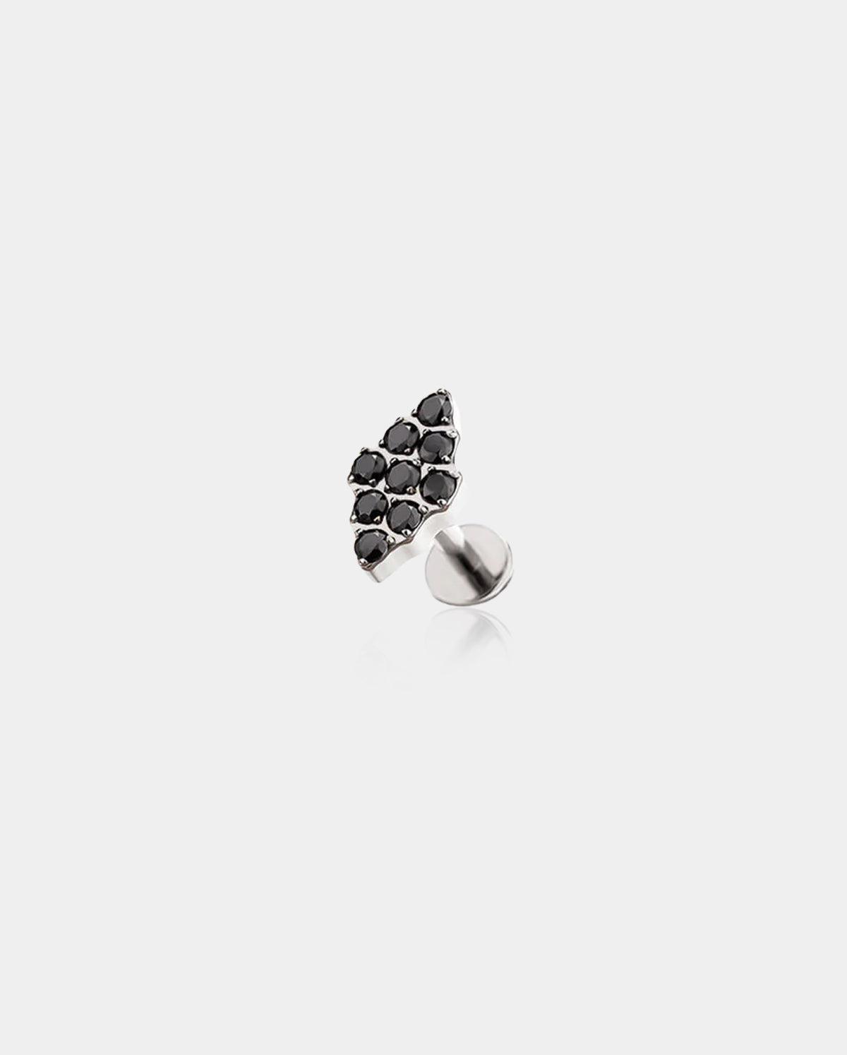 Cluster CZ Titanium Helix Stud - Black CZ