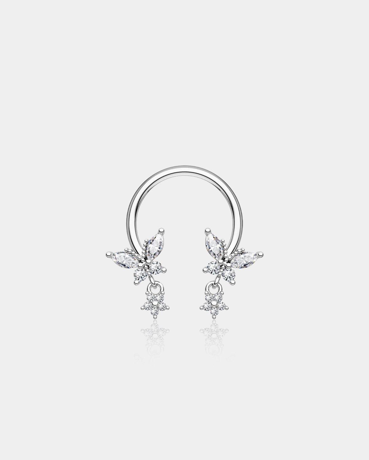 Butterfly Dangle Star Horseshoe Septum Ring - Silver