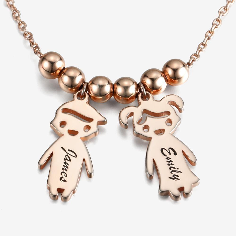 Mother's Day Gift Custom Necklace with Children's Name - Smile Face