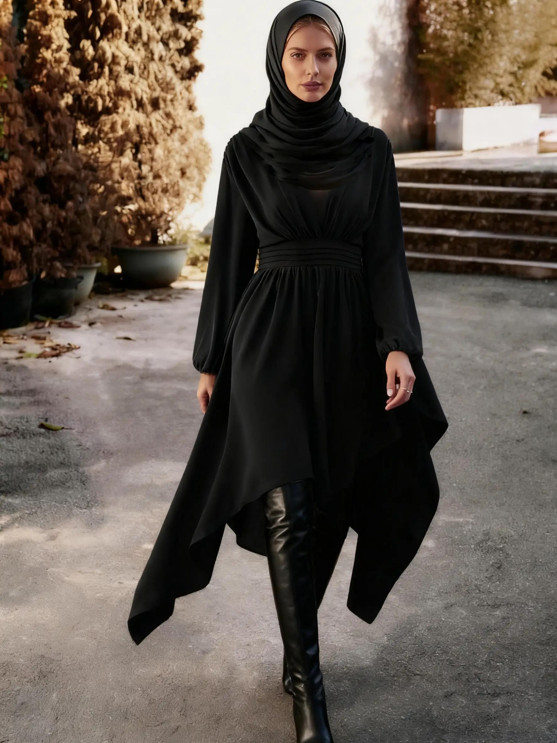 women's High Low Wrap Vintage A Line Dress, Casual Bishop Sleeve Long Elegant Wedding Dresses for Women, Wedding Guest Dress, Regular Fit Gown for Wom