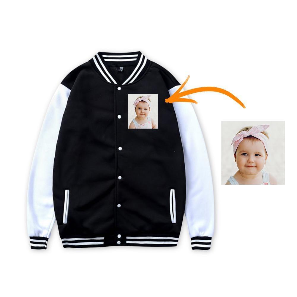 Custom Photo Baseball Jacket Sportswear Gray Black Pink - Baby