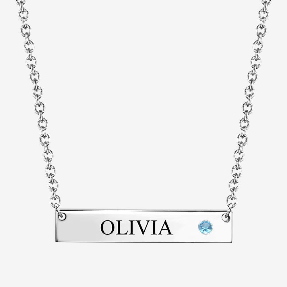 Birthday Gift Custom Bar Necklace Birthstone Necklace Gift For Her