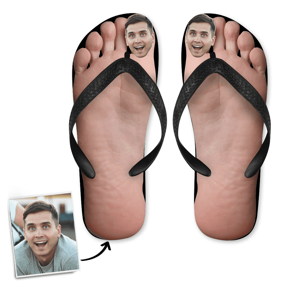 Custom Face Photo Big Toe Flip Flops with His Face