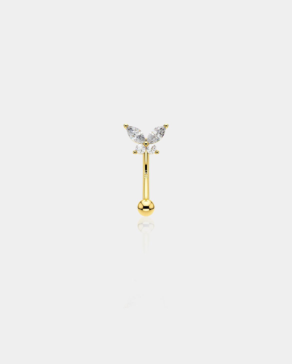 14K Gold CZ Butterfly Rook Earring - 6mm