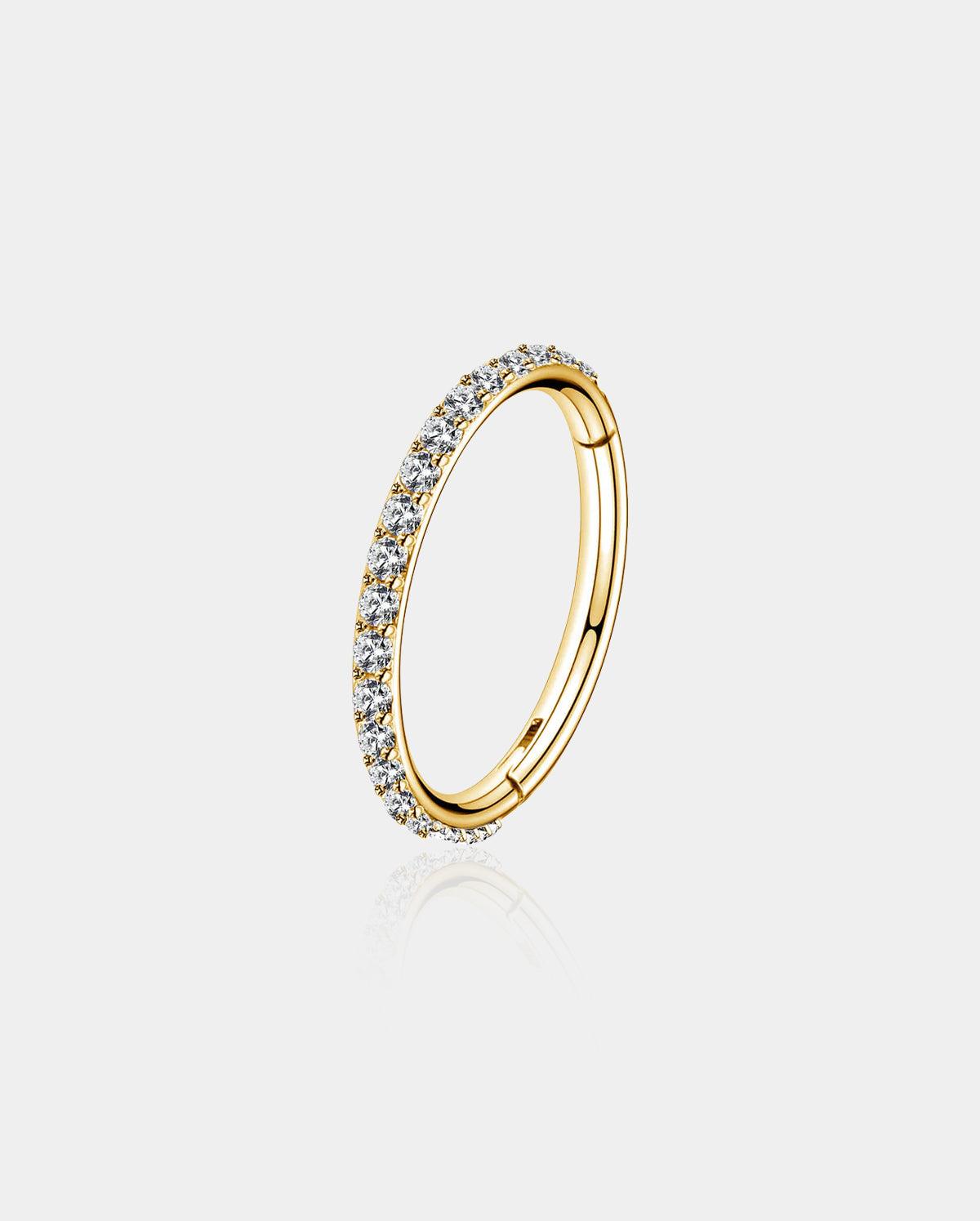 14G CZ Hinged Segment Hoop - Gold / 8mm