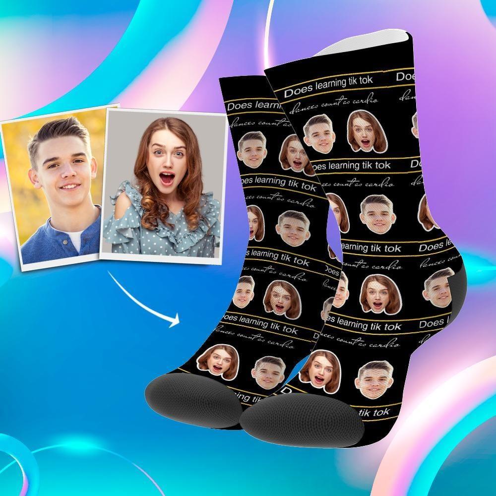 Tiktok Socks Custom Face Socks Gifts For Couples 2 Faces 3 Sizes Christmas Gift
