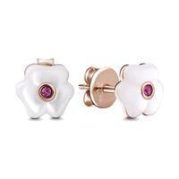 Cherry Blossoms Stud Earrings Rose Gold Plated Silver Gifts For Girlfriend