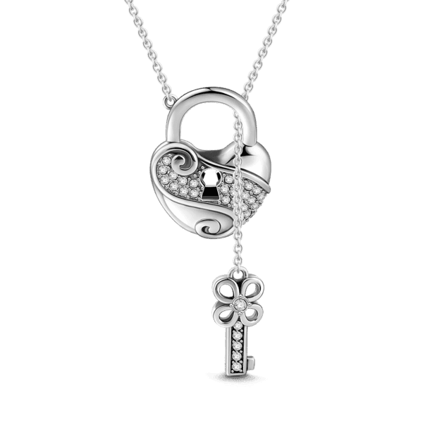 Love Key and Lock Necklace Gifts For Him Silver