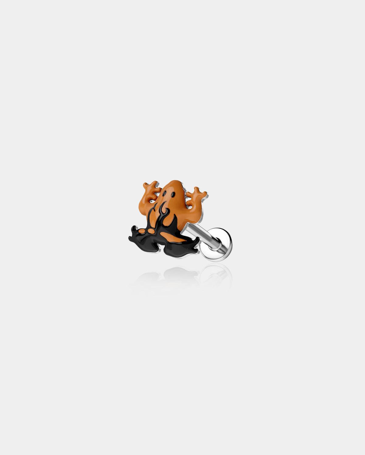 Frog Internally Threaded Labret Stud - Orange