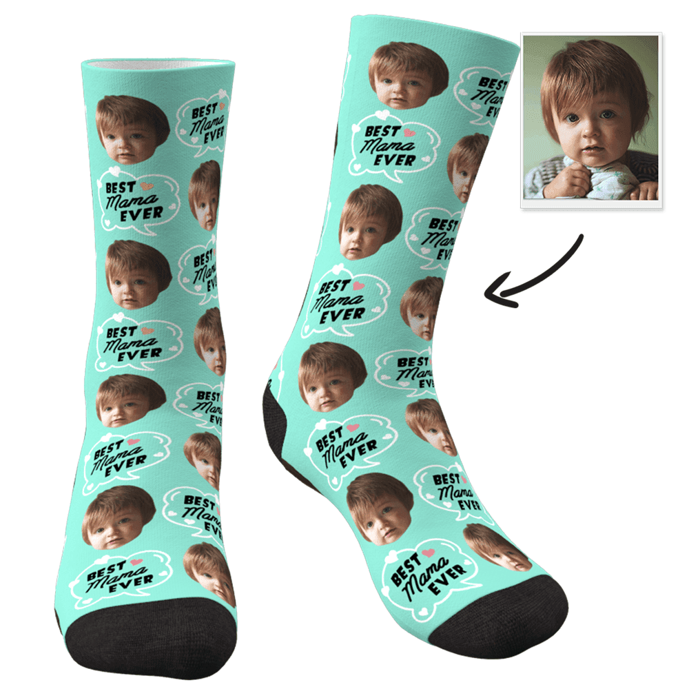 Custom Photo Socks - "Best Mom Ever" Theme Christmas Gift For Mom
