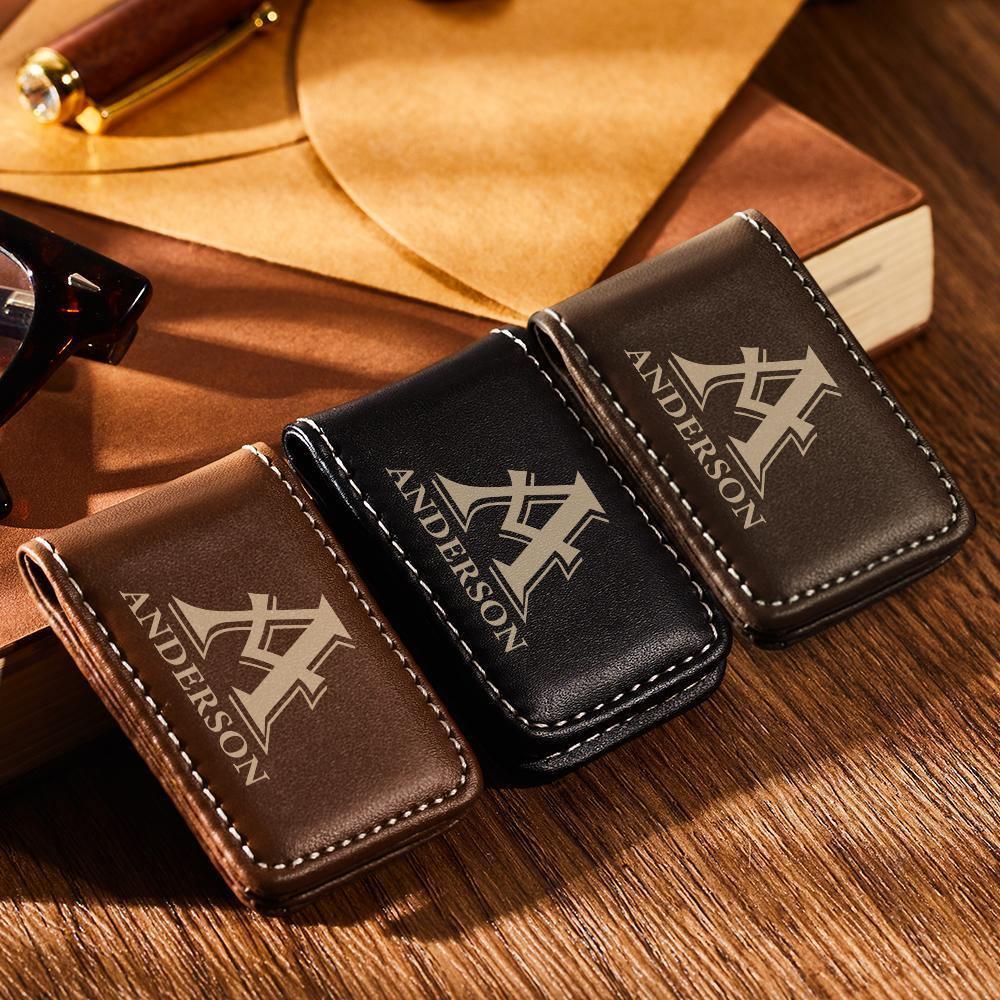 Custom Money Clip Name Printed Magnetic Leather Money Clip Gifts For Boyfriend