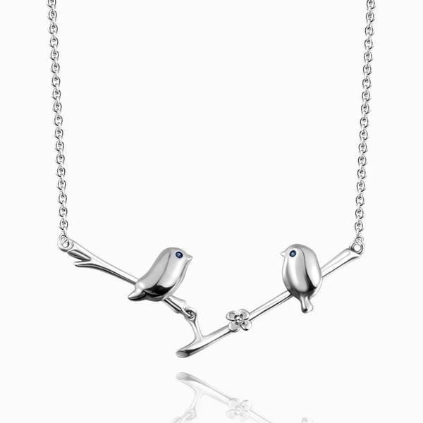 Love Birds Silver Necklace Pendant Necklace Gifts For Couples