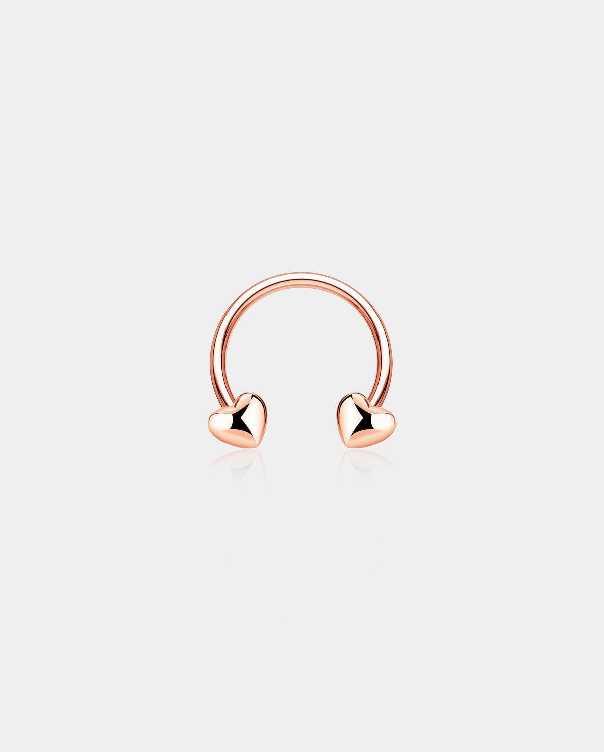 Heart Horseshoe Septum Ring - Rose Gold / 8mm