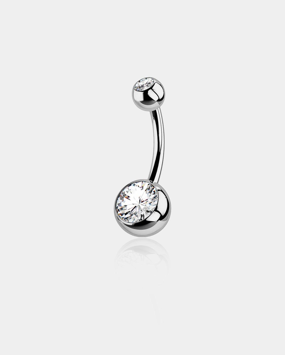 CZ Internally Threaded Titanium Belly Ring - 12mm