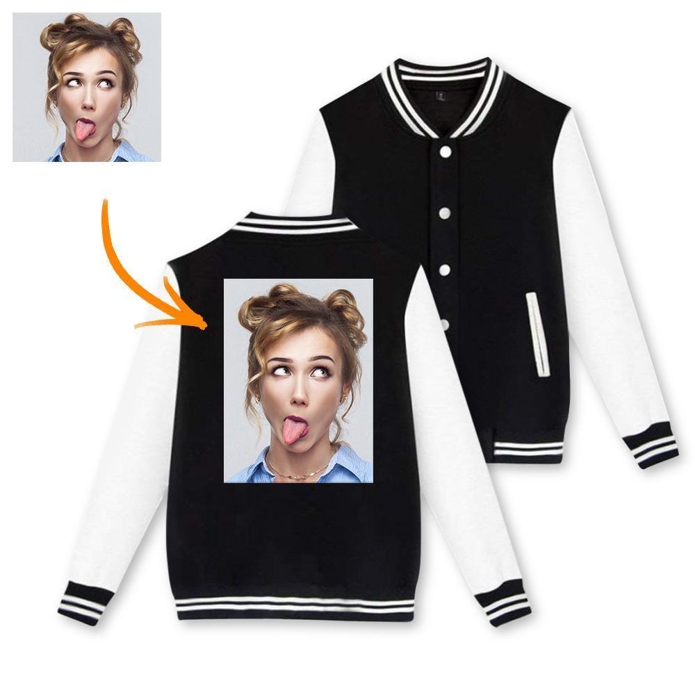 Custom Photo Baseball Jacket Sportswear Gray Black Pink - for Women