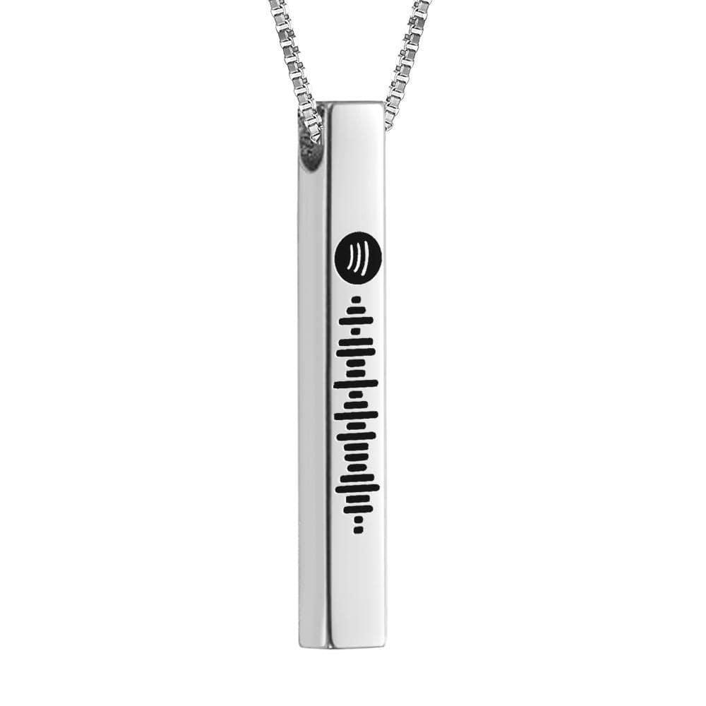Scannable Song Code Necklace 3D Engraved Vertical Bar Necklace Gifts for Her