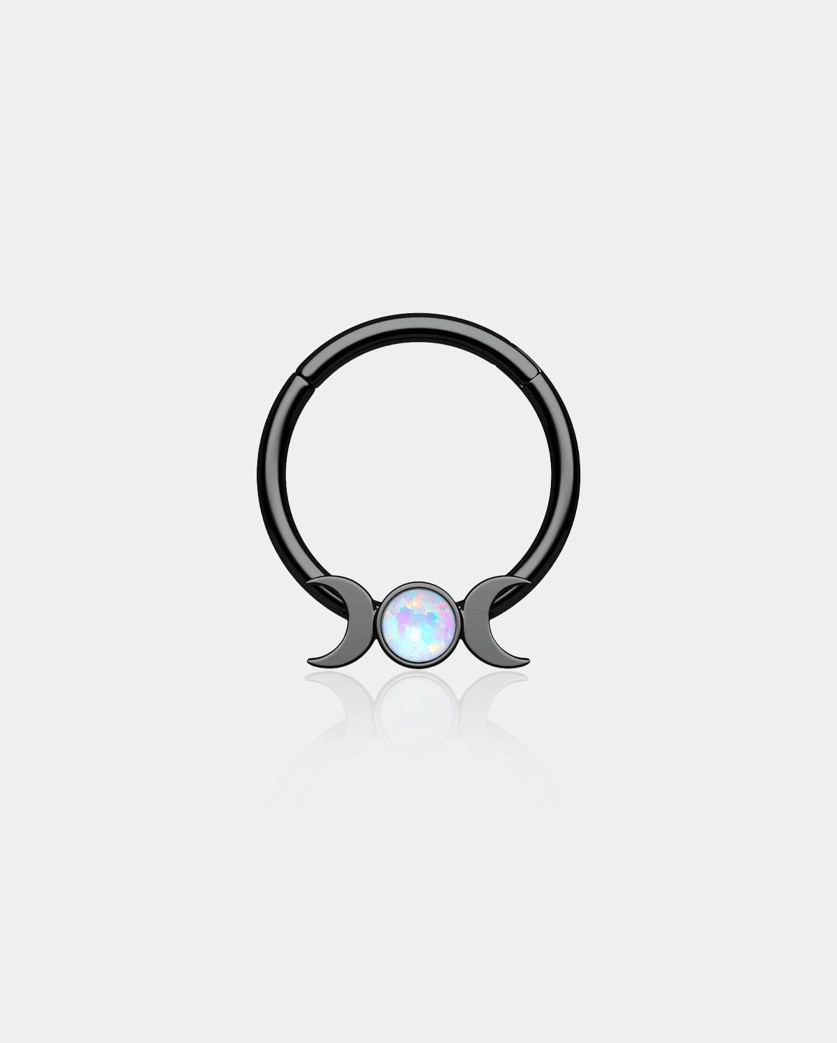 Hinged Moon Segment Septum Ring - Black / 16G / 10mm