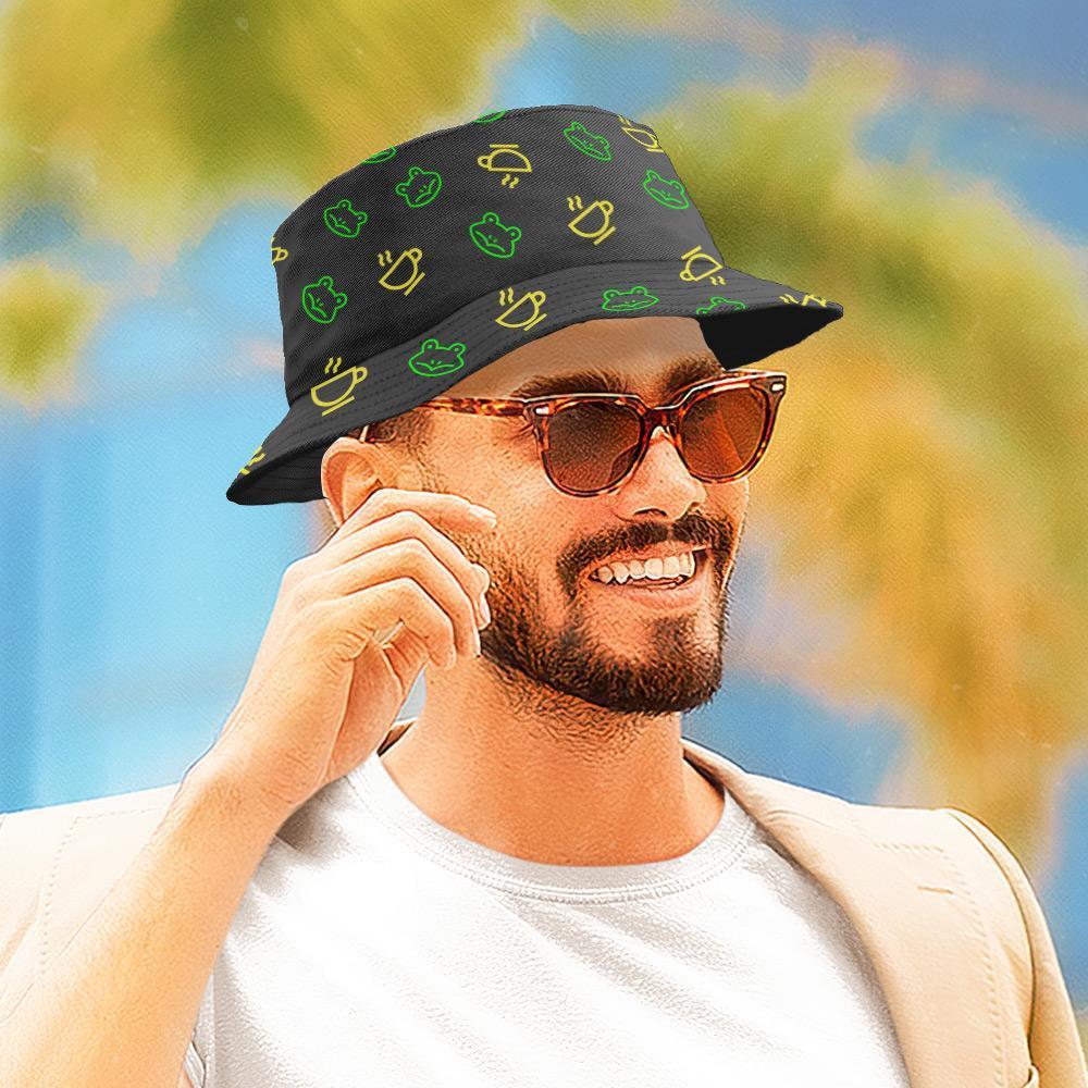 Custom Frog Print Fisherman Hat Unisex Bucket Hat Gifts for Friends