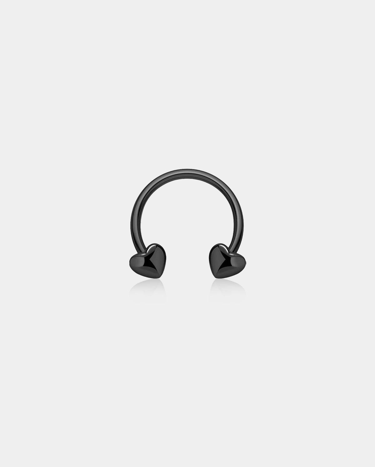 Heart Horseshoe Septum Ring - Black / 10mm