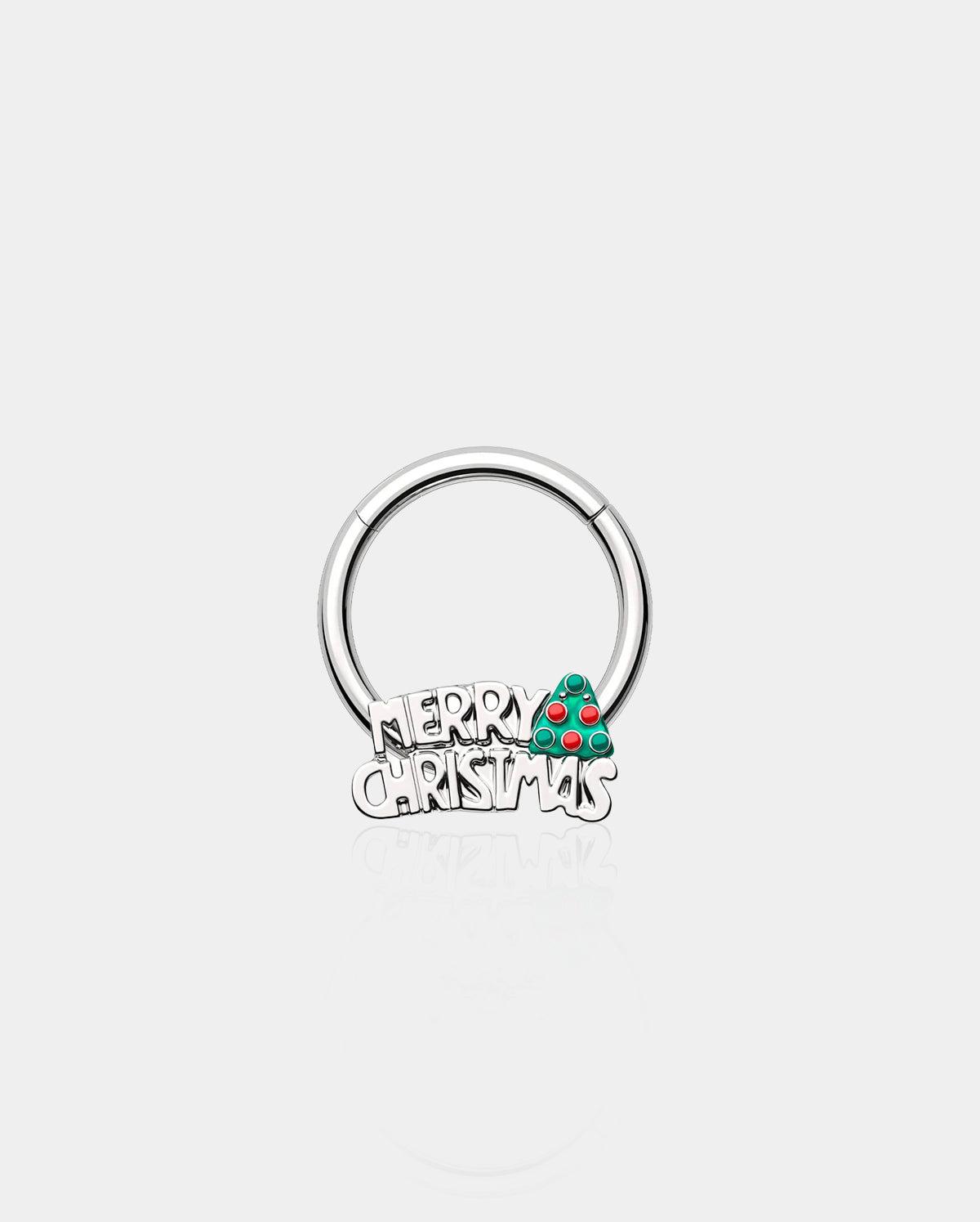 Merry Christmas Lettering Daith Septum Ring