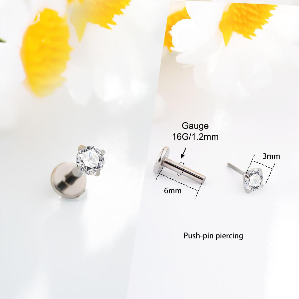 CZ Snake & Butterfly Titanium Cartilage Stud - Push-pin