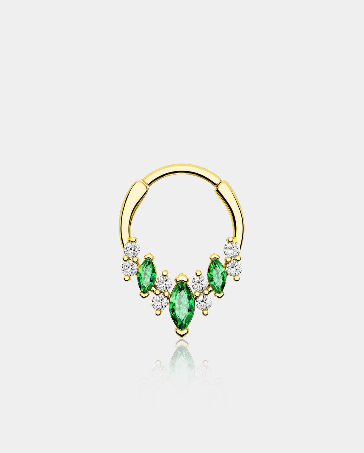 Emerald Gems Clear CZ Clicker Septum Ring - Gold