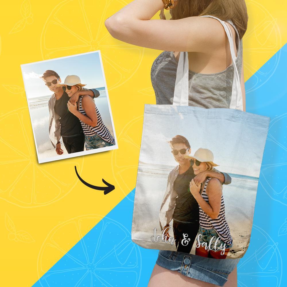 Custom Tote Bag with Photo & Text Double-sided Printing