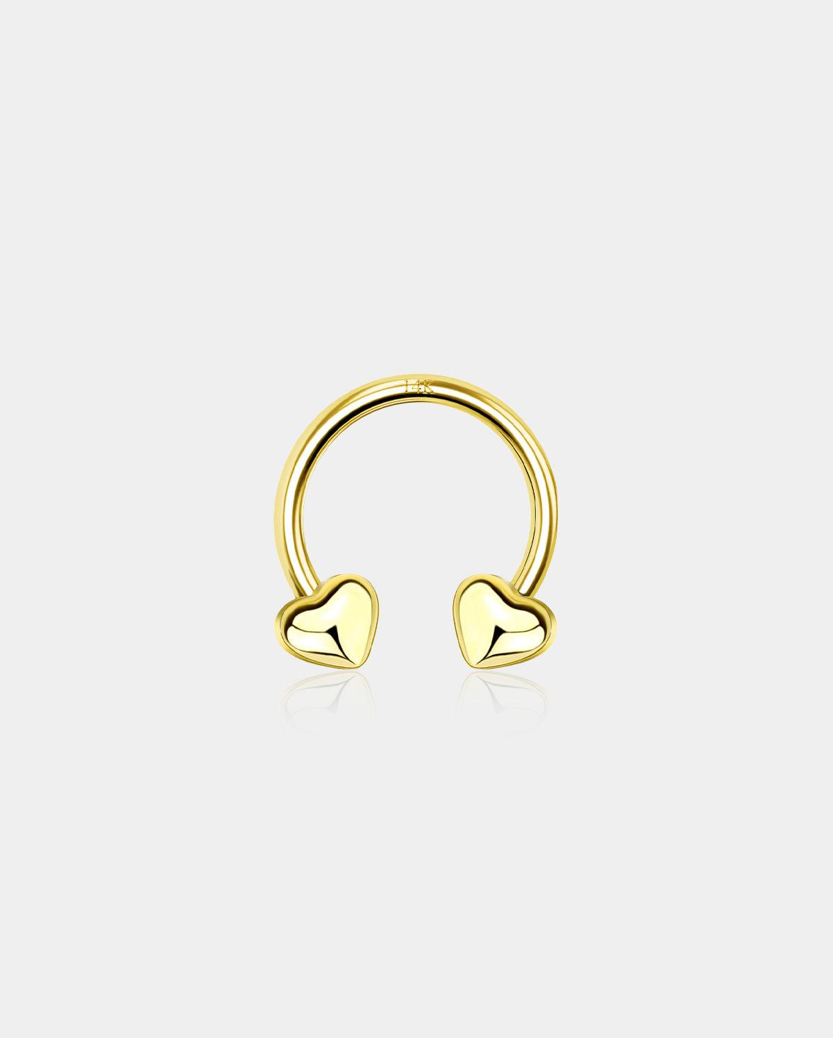 14K Gold Heart Horseshoe Septum Ring
