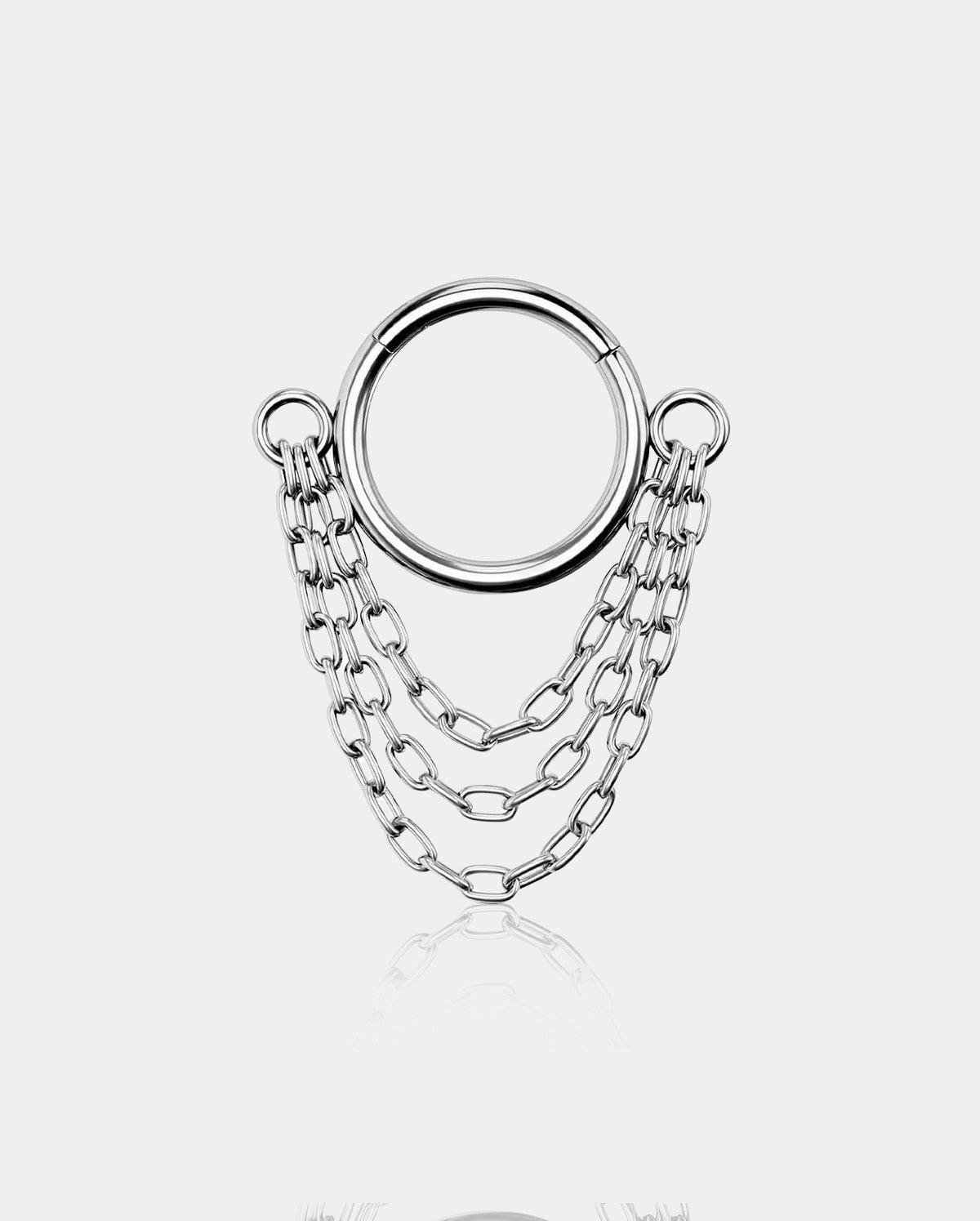 Triple Chain Dangle Septum Ring - 10mm