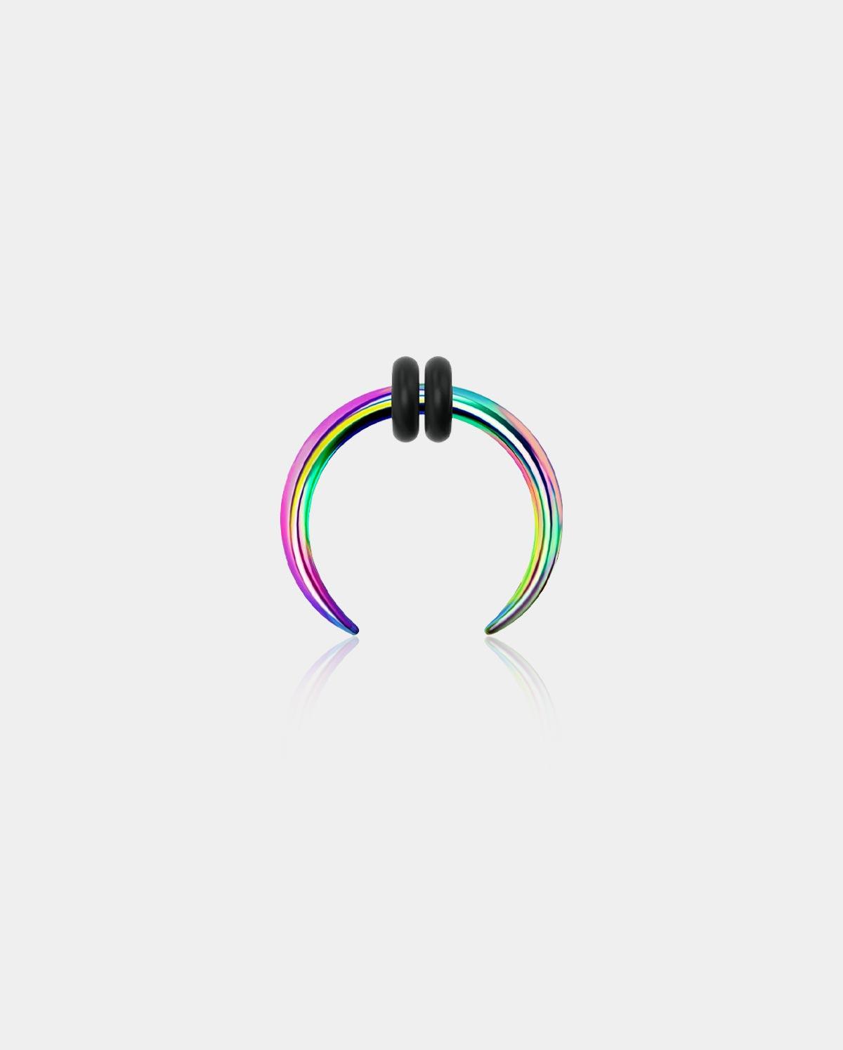 8-16G Cresent Horseshoe Septum Ring - Rainbow / 16G/1.2mm / 10mm