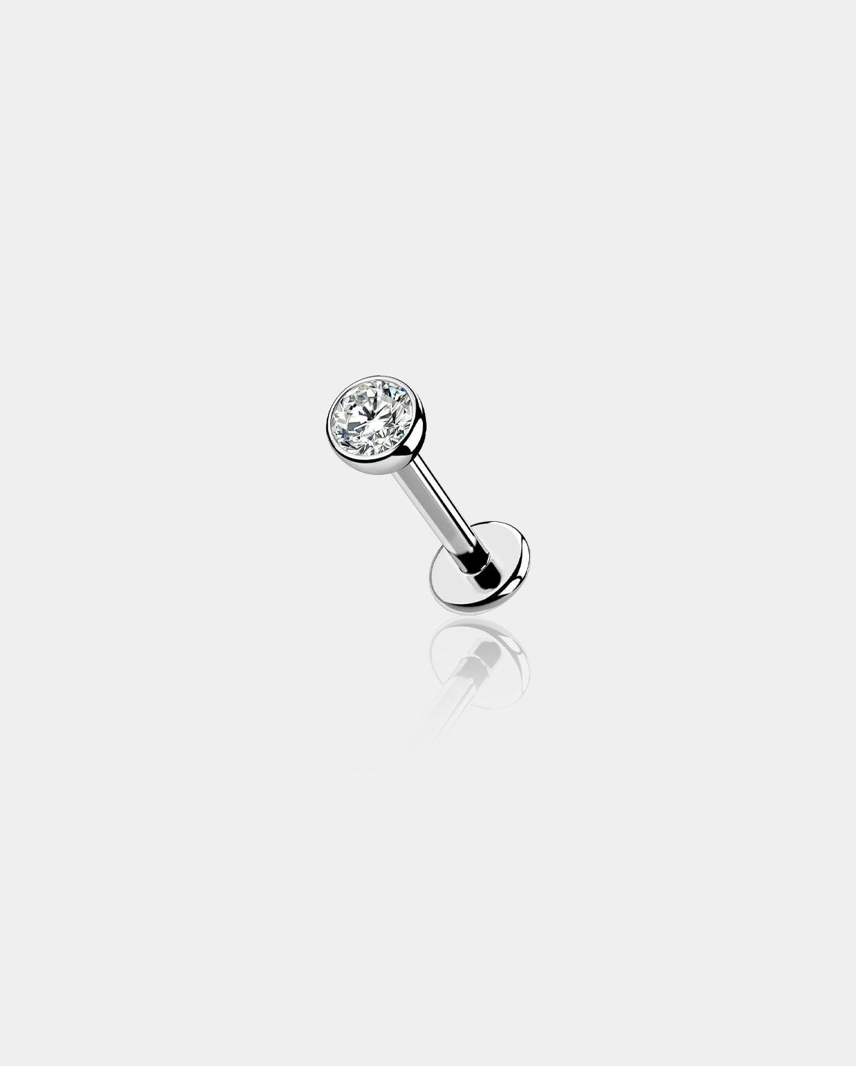 CZ Internally Threaded Titanium Labret Stud - 8mm