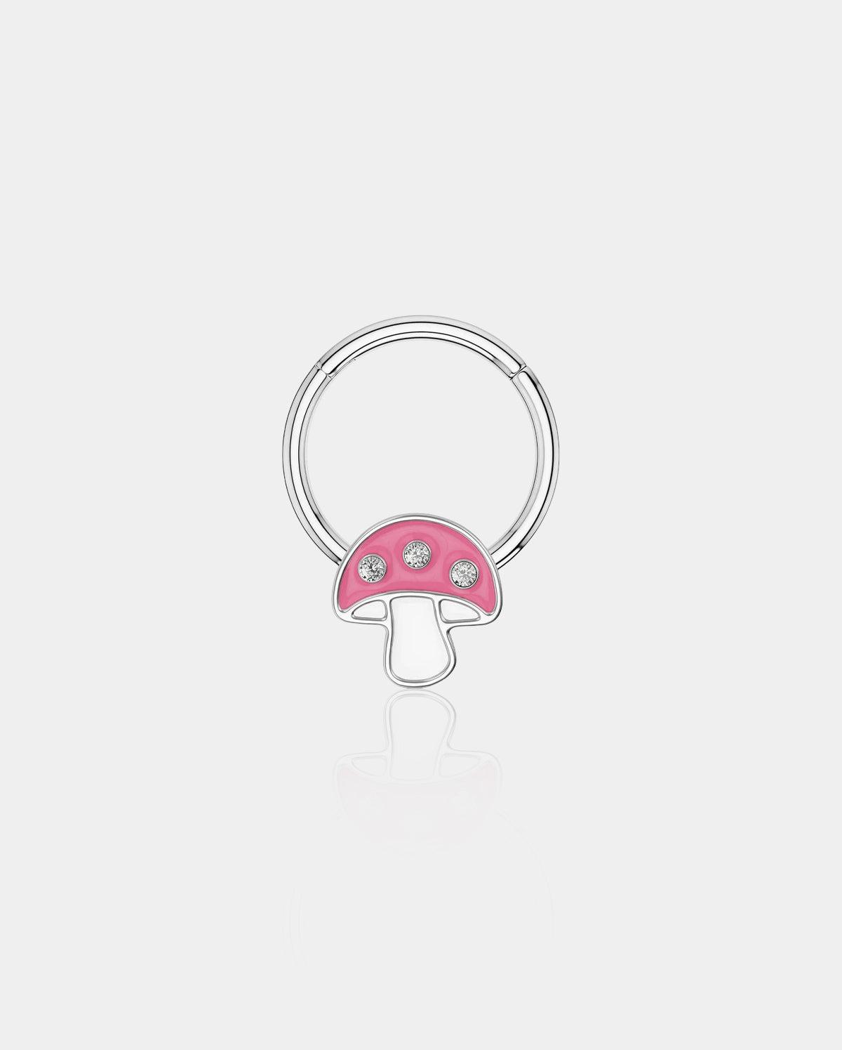 Cute Mushroom Septum Ring - Silver / 8mm