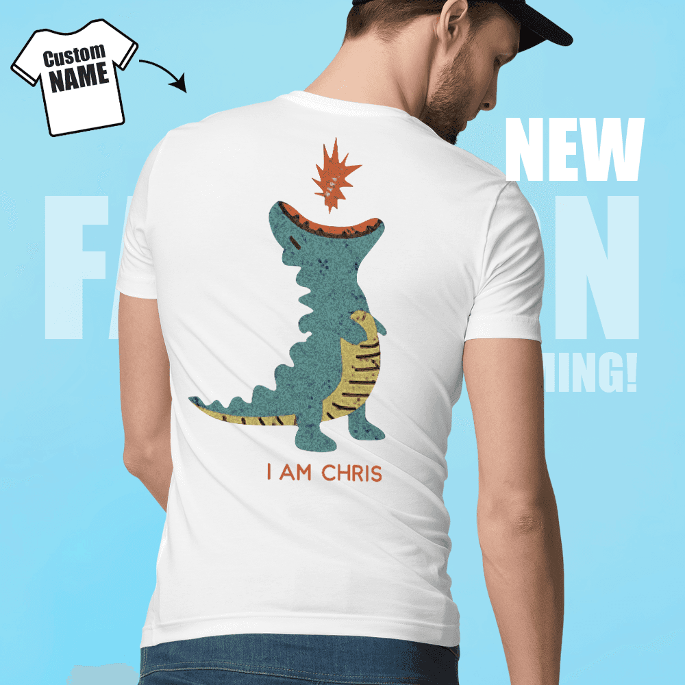 Custom Name Shirt Gifts Cartoon Dinosaur Print Short Sleeve Shirt
