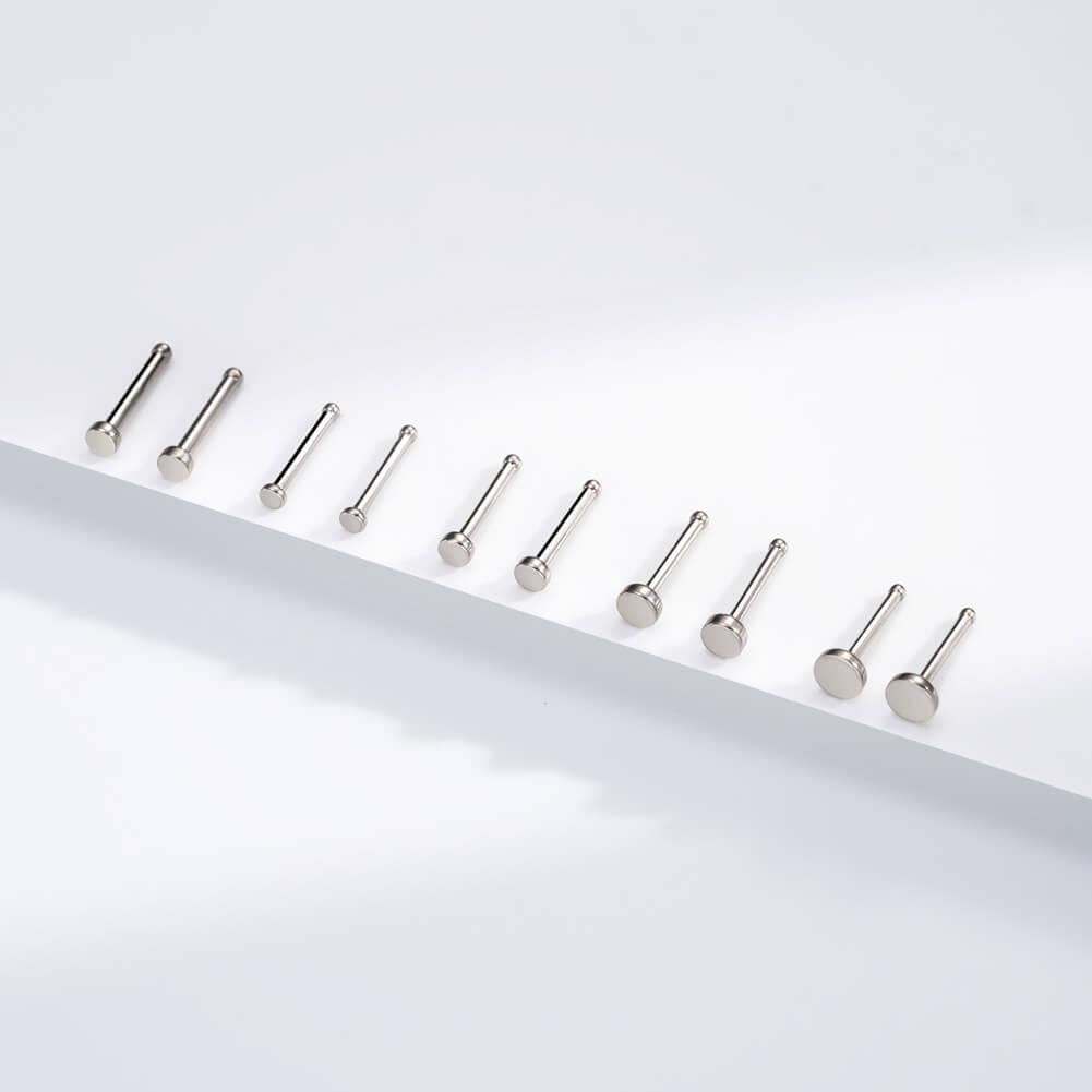 2PCS Flat Top Titanium Nose Stud Set - 20G/0.8mm / 2mm